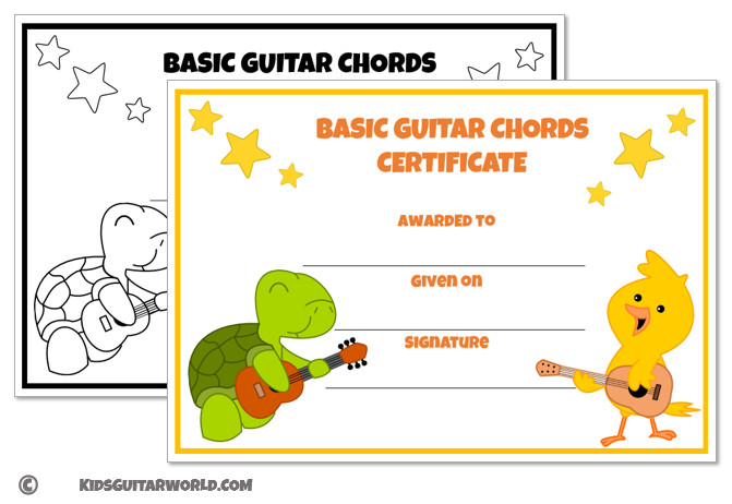 guitar certificate for kids