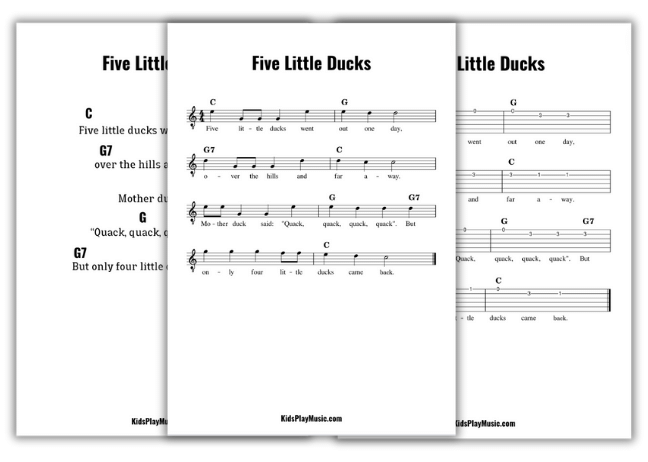 Five Little Ducks - Guitar Free PDF Download