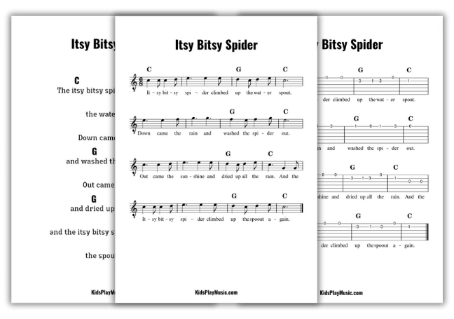 Itsy Bitsy Spider - Guitar Free PDF Download