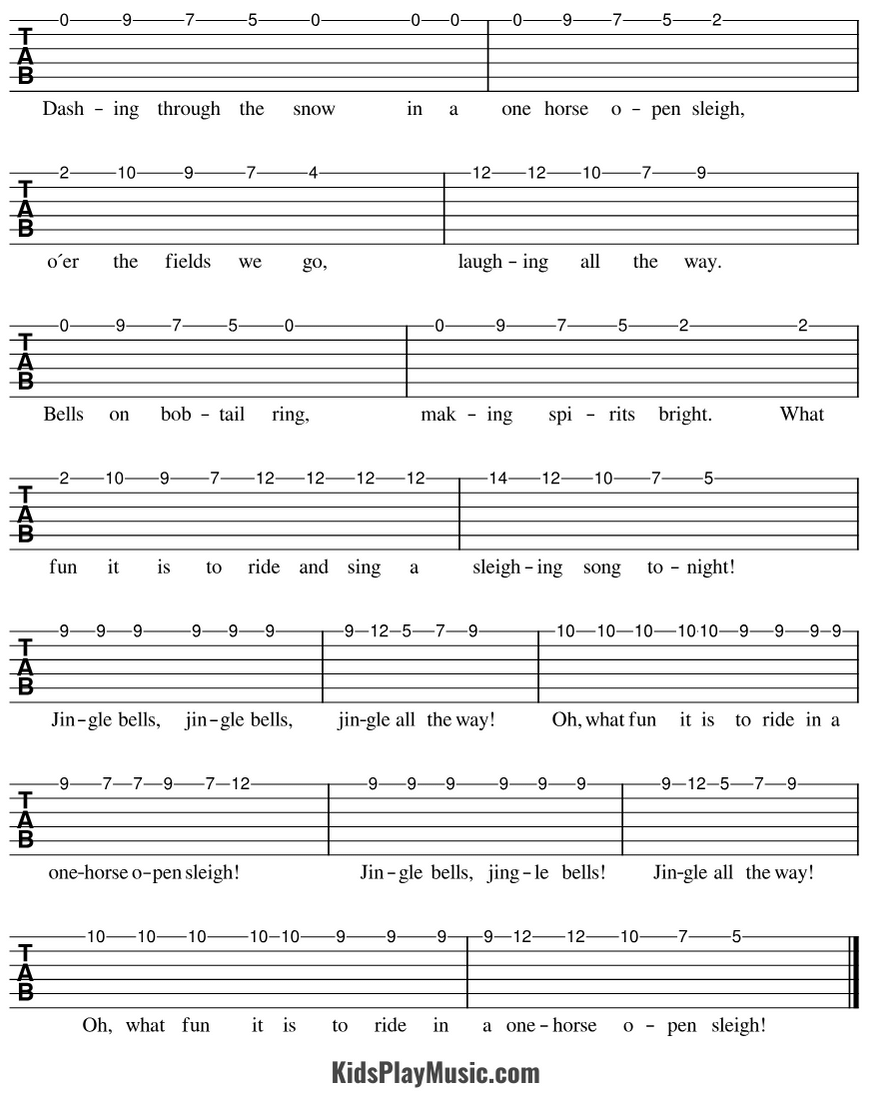 Jingle Bells - Guitar Tabs One String