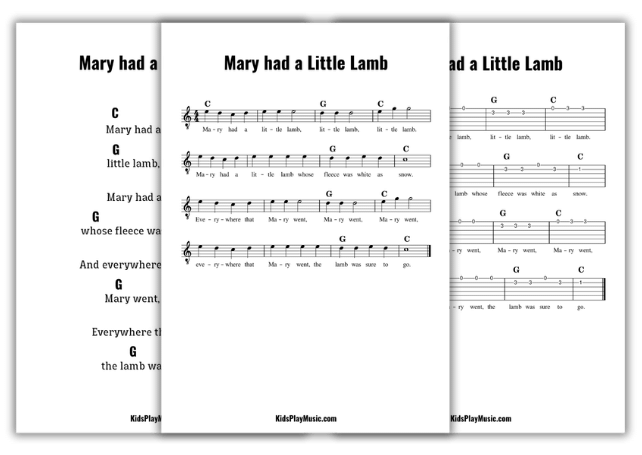 Mary had a little Lamb - Guitar Free PDF Download