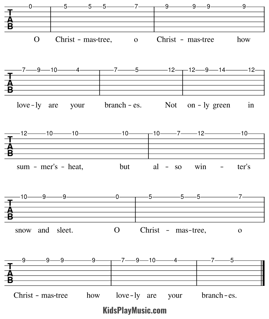 O Christmas Tree - Guitar Tabs One String