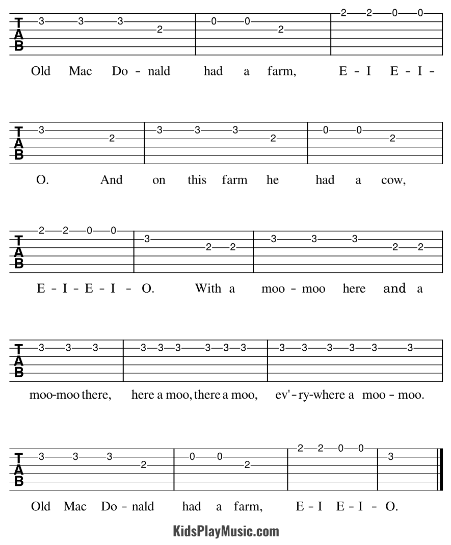 Old MacDonald - Guitar Tabs