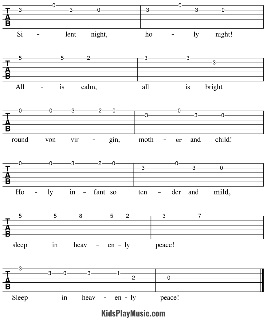 Silent Night - Guitar Tabs