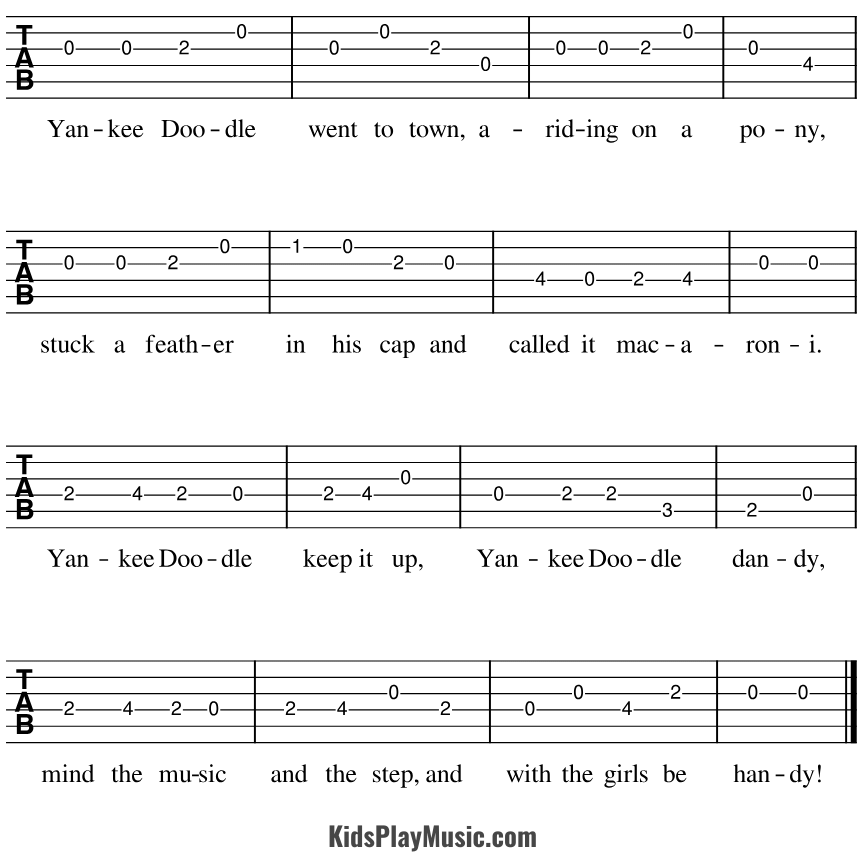 Yankee Doodle - Guitar Tabs