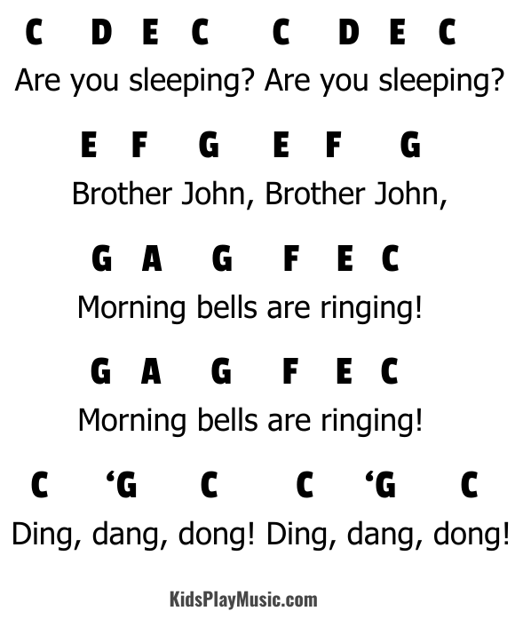 Brother John - Piano Letter Notes