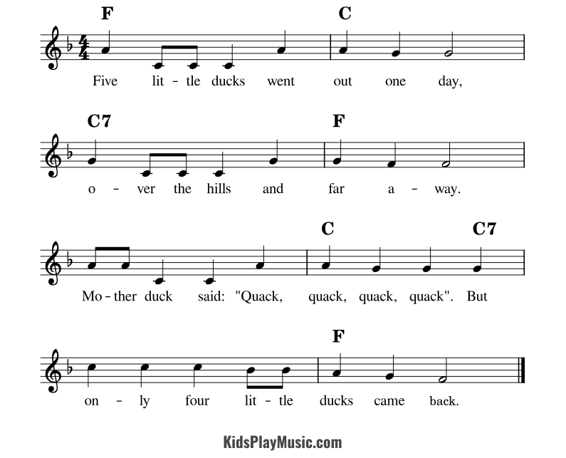 Five Little Ducks - Piano Sheet Music