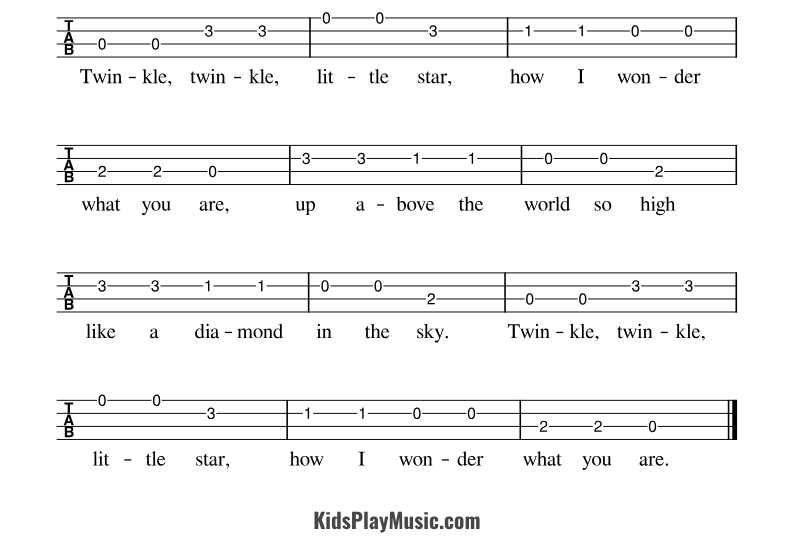 Twinkle Twinkle Little Star - Ukulele Tabs