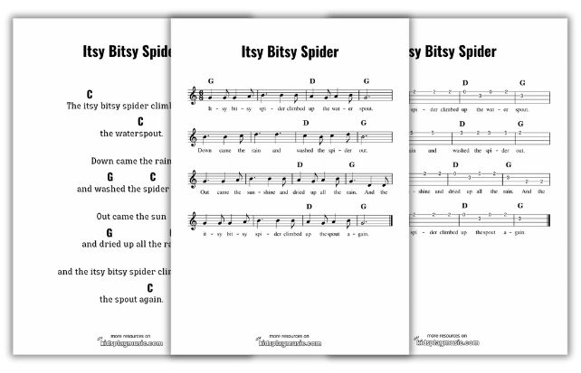 Itsy Bitsy Spider Ukulele Chords Tabs And Sheet Music KidsPlayMusic Itsy Bitsy Spider Ukulele Chords Tabs And Sheet Music KidsPlayMusic